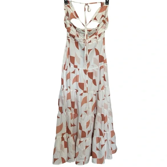 CHERLEY Geometric Print Flowy Halter Maxi Dress Size Medium NWT - Picture 2 of 5